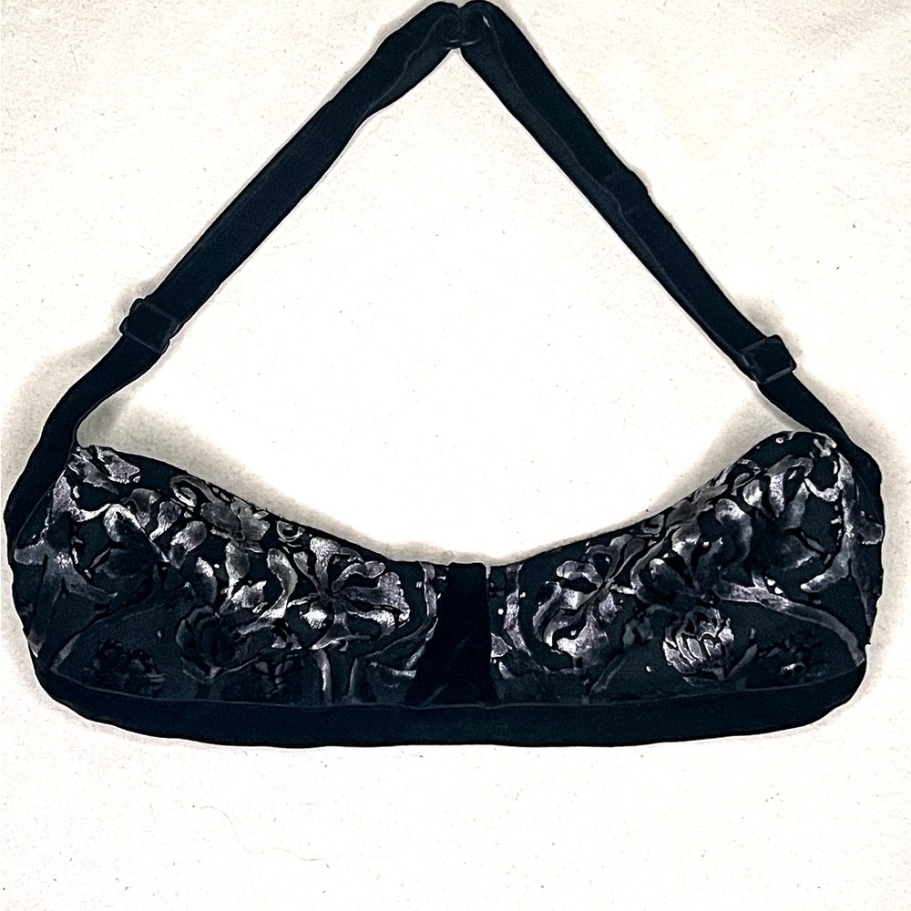 Silver Floral Raised Velvet No Wire Bralette